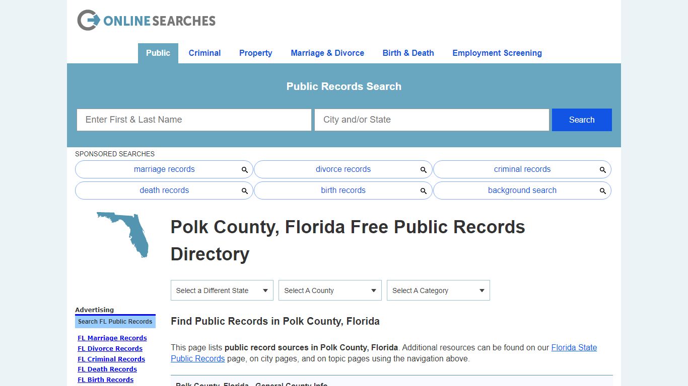 Polk County, Florida Public Records Directory - OnlineSearches.com